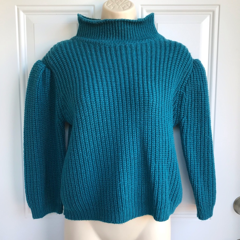 Vintage 80s Gap Puff Sleeve Turtleneck Sweater EUC